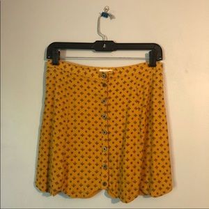 mustard button up skirt